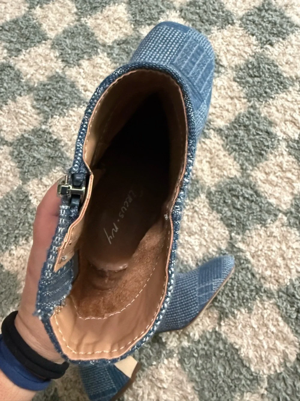 CIRCUS NY by Sam Edelman Ozzie Patchwork Denim Heeled Booties Boho Hippie Size 6